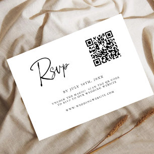 Tarjeta de RSVP de Código QR Moderno Letra Scrip