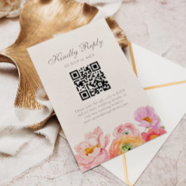 Tarjeta de RSVP de código QR para boda floral bril