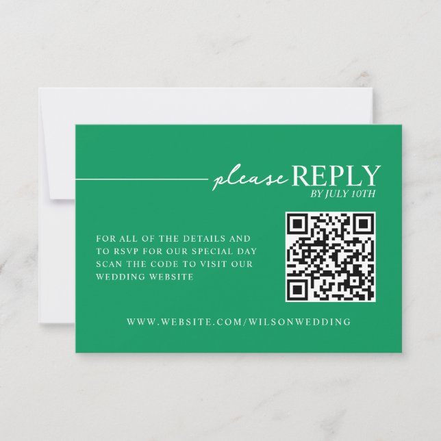 Tarjeta de RSVP de código QR verde tropical con ti (Anverso)
