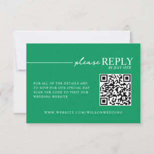 Tarjeta de RSVP de código QR verde tropical con ti
