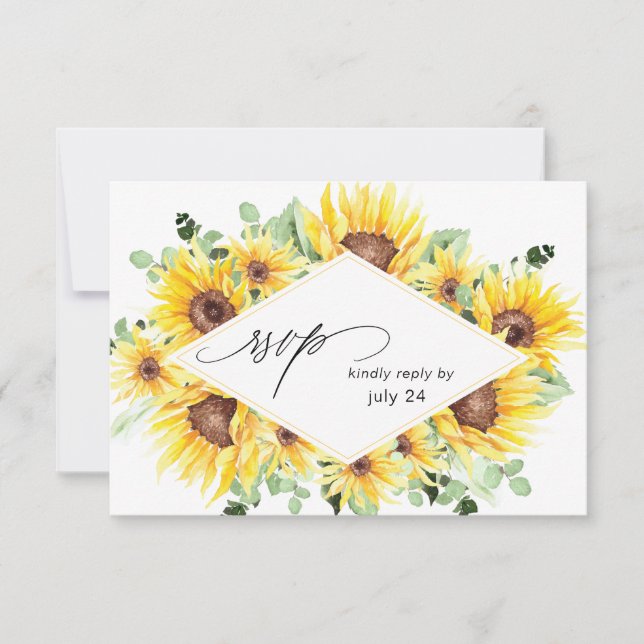 Tarjeta de RSVP de comida con flores MOD de giraso (Anverso)
