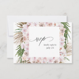 Tarjeta de RSVP de comida floral tropical boho con