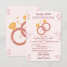 Tarjeta de RSVP de compromiso floral rosado editab