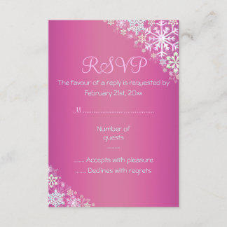 Tarjeta de RSVP de Copo de Nieve Chic Rosa Calient