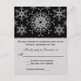 Tarjeta de RSVP de Copos de Nieve con Brillo Plate