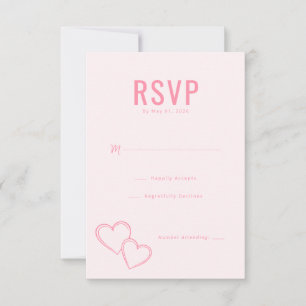 Tarjeta de RSVP de Corazón Rosa Elegante
