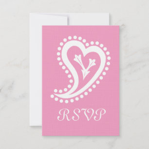 Tarjeta de RSVP de Corazones Paisley Dulces en Ros