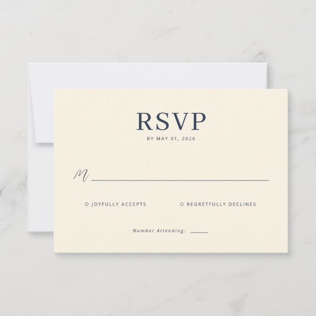 Tarjeta de RSVP de Crema Elegante (Anverso)