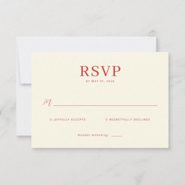 Tarjeta de RSVP de Crema Elegante (Anverso)