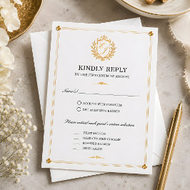 Tarjeta de RSVP de Crest de Oro