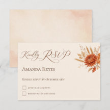 Tarjeta de RSVP de cumpleaños con calabaza floral