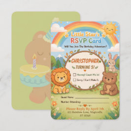 Tarjeta de RSVP de cumpleaños de animales del bosq