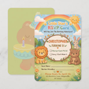 Tarjeta de RSVP de cumpleaños de animales del bosq