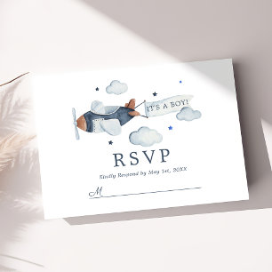 Tarjeta de RSVP de ducha de bebé Es un niño con av