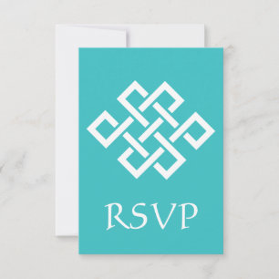Tarjeta de RSVP de Elegancia China en Turquesa