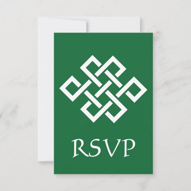 Tarjeta de RSVP de Elegancia China en Verde (Anverso)