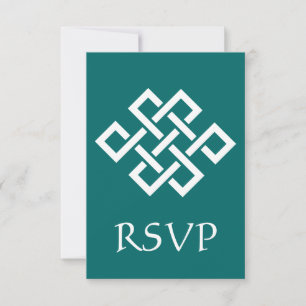 Tarjeta de RSVP de Elegancia China en Verde Turque