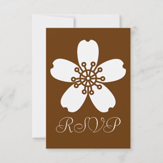Tarjeta de RSVP de Encantadora Sakura en Chocolate (Anverso)
