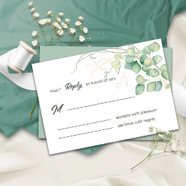 Tarjeta de RSVP de Eucalipto de Greenery Moderna