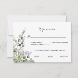 Tarjeta de RSVP de eucalipto verde salvia con flor