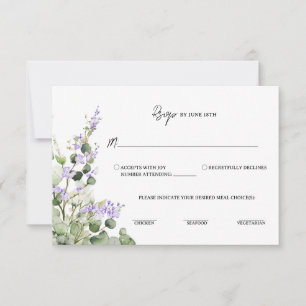Tarjeta de RSVP de eucalipto verde salvia con flor