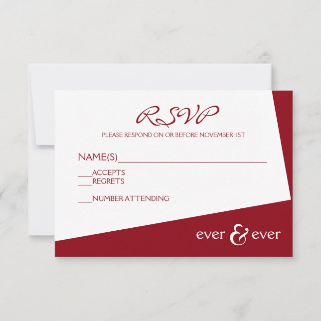 Tarjeta de RSVP de Ever & Ever Burgundy Angle (Anverso)