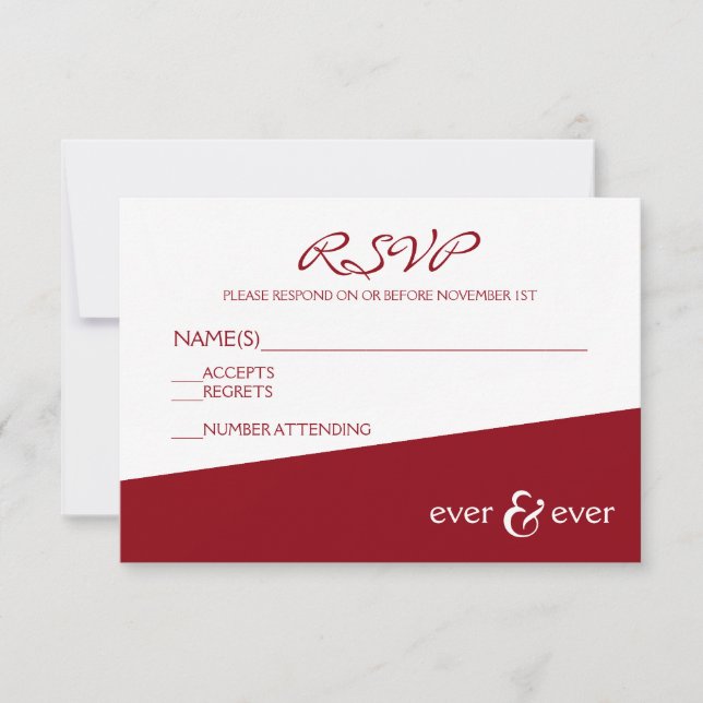 Tarjeta de RSVP de Ever & Ever Burgundy Angle (Anverso)