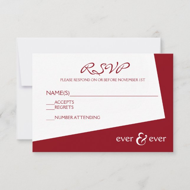 Tarjeta de RSVP de Ever & Ever Burgundy Angle (Anverso)