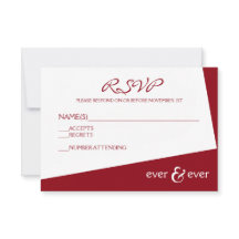 Tarjeta de RSVP de Ever & Ever Burgundy Angle