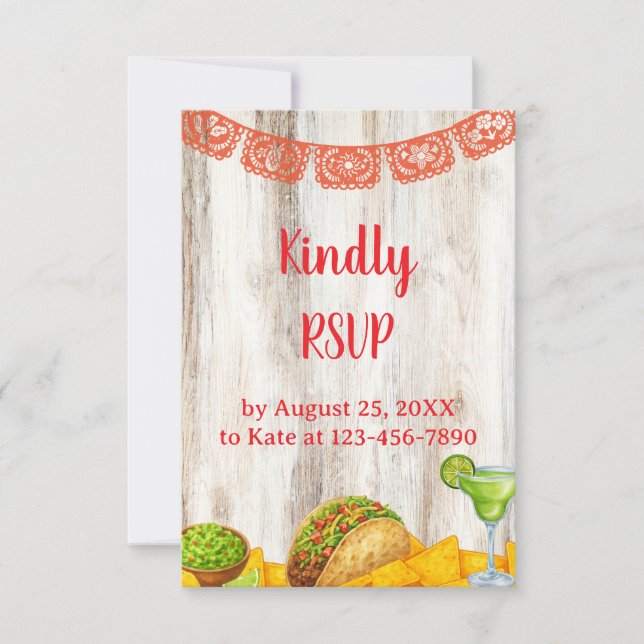 Tarjeta de RSVP de Fiesta Rústica con Código QR Op (Anverso)