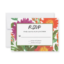 Tarjeta de RSVP de flor de acuarela