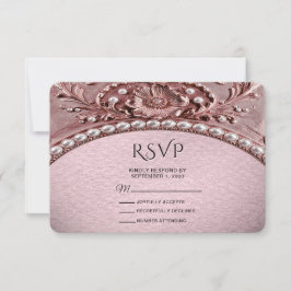 Tarjeta de RSVP de Flor Rosa