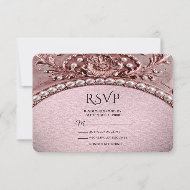 Tarjeta de RSVP de Flor Rosa (Anverso)