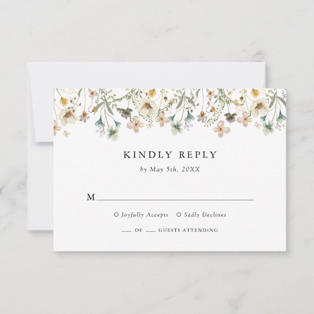 Tarjeta de RSVP de Flor Silvestre (Anverso)
