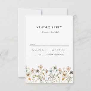 Tarjeta de RSVP de Flor Silvestre Boho