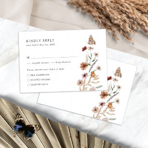 Tarjeta de RSVP de Flor Silvestre Boho Rústica