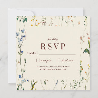Tarjeta de RSVP de Flor Silvestre Crema Boho (Davi