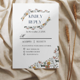 Tarjeta de RSVP de Floral Boho con Comidas