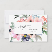 Tarjeta de RSVP de Floral de Verano con Comida