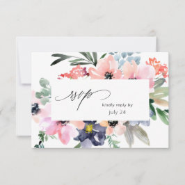 Tarjeta de RSVP de Floral de Verano con Comida