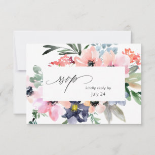 Tarjeta de RSVP de Floral de Verano con Comida