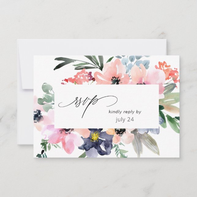 Tarjeta de RSVP de Floral de Verano con Comida (Anverso)