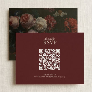 Tarjeta de RSVP de Floral Malhumorado Código QR