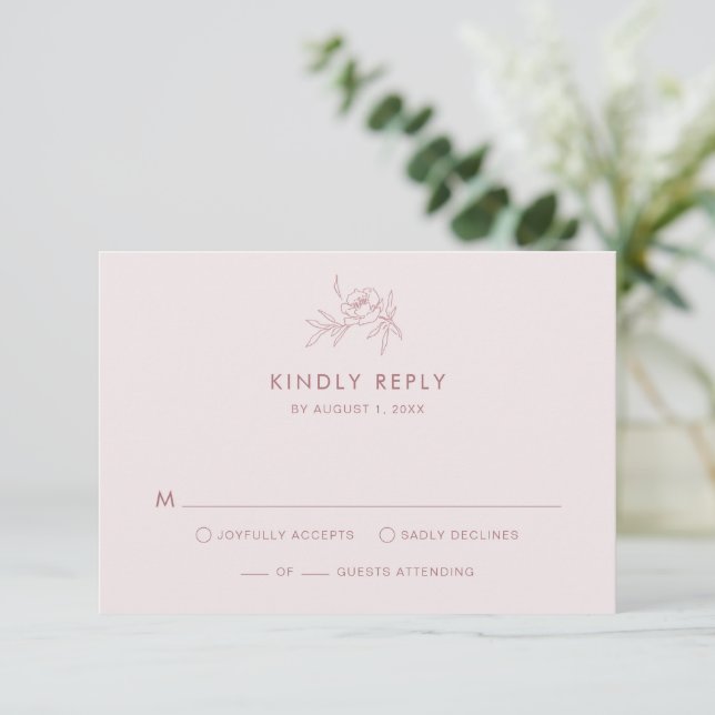 Tarjeta de RSVP de Floral Rosa (Anverso de pie)