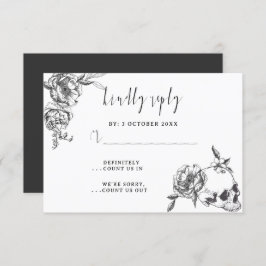 Tarjeta de RSVP de Flores dibujadas a mano góticas
