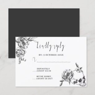 Tarjeta de RSVP de Flores dibujadas a mano góticas