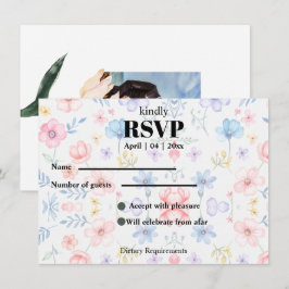 Tarjeta de RSVP de flores rosadas modernas