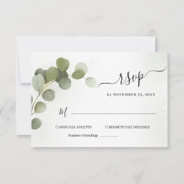 Tarjeta de RSVP de follaje de vegetación Eucalipto