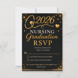 Tarjeta de RSVP de Graduación de Enfermería Modern
