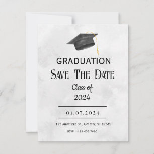 Tarjeta de RSVP de Graduación Grunge Amarilla Negr